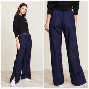 3x1 Snap-Off Dark Wash Wide Leg High Rise Pull On Track Jeans XS